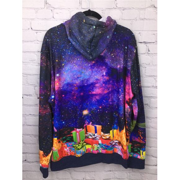 Threadcraft Santa Trex Graphic Hoodie Ugly Christmas Sweater Sweatshirt Men's L - Picture 5 of 12